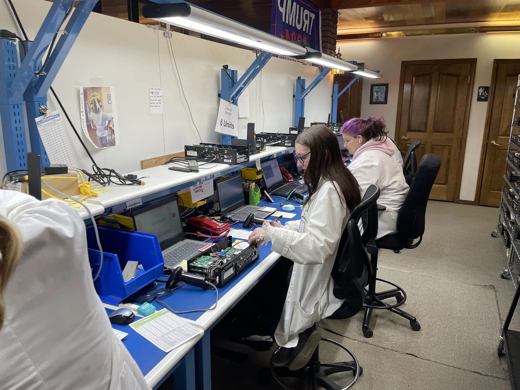 Electronics testing station and lab bench at Swann Technologies
